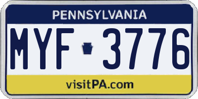 PA license plate MYF3776
