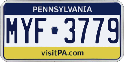 PA license plate MYF3779