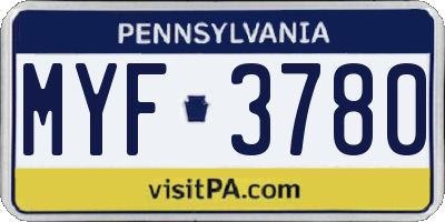 PA license plate MYF3780
