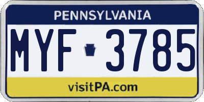 PA license plate MYF3785
