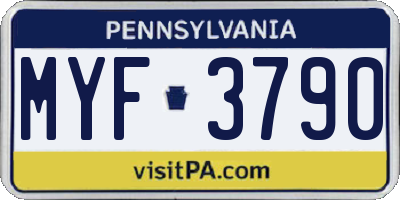 PA license plate MYF3790