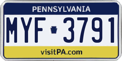 PA license plate MYF3791