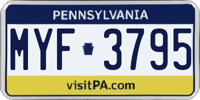 PA license plate MYF3795