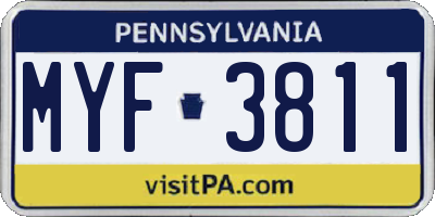 PA license plate MYF3811