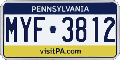 PA license plate MYF3812