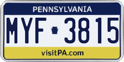 PA license plate MYF3815