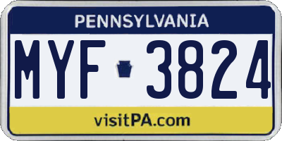 PA license plate MYF3824