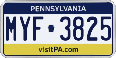 PA license plate MYF3825