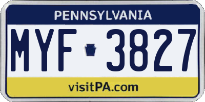 PA license plate MYF3827