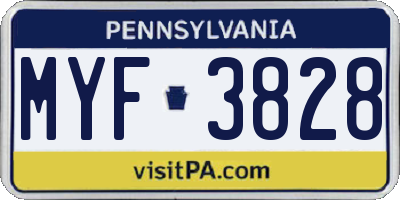 PA license plate MYF3828