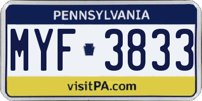 PA license plate MYF3833