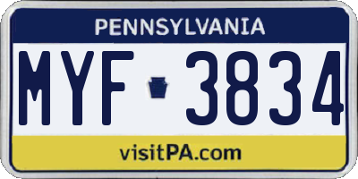 PA license plate MYF3834