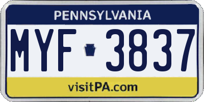 PA license plate MYF3837