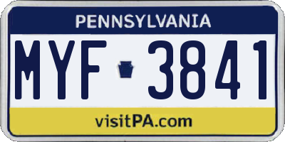 PA license plate MYF3841