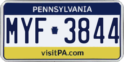 PA license plate MYF3844