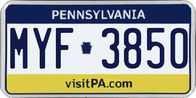 PA license plate MYF3850