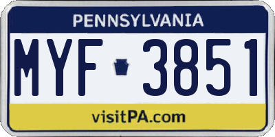 PA license plate MYF3851
