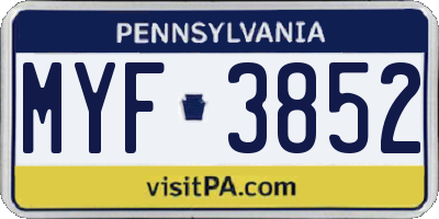 PA license plate MYF3852