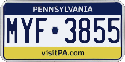 PA license plate MYF3855