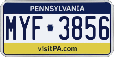 PA license plate MYF3856