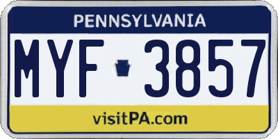 PA license plate MYF3857
