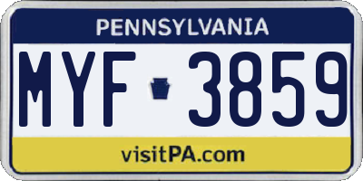 PA license plate MYF3859
