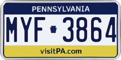 PA license plate MYF3864