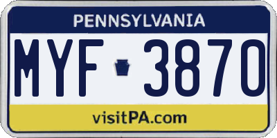 PA license plate MYF3870