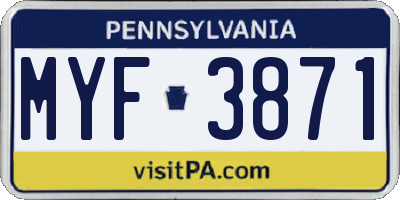 PA license plate MYF3871