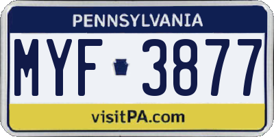 PA license plate MYF3877