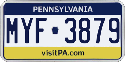 PA license plate MYF3879