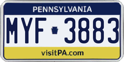 PA license plate MYF3883