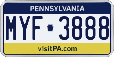 PA license plate MYF3888