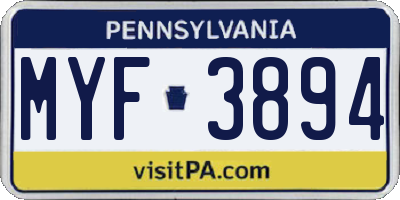 PA license plate MYF3894