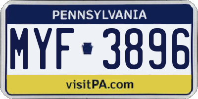 PA license plate MYF3896