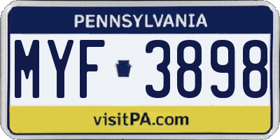 PA license plate MYF3898