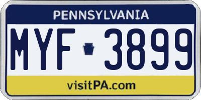 PA license plate MYF3899