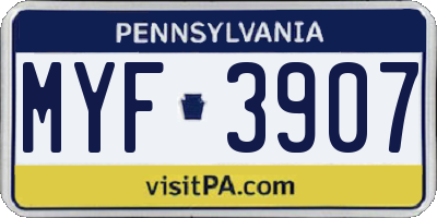 PA license plate MYF3907