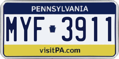 PA license plate MYF3911
