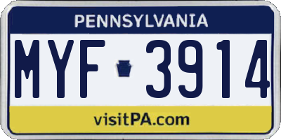 PA license plate MYF3914