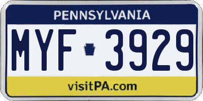 PA license plate MYF3929