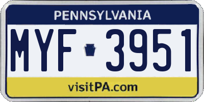 PA license plate MYF3951