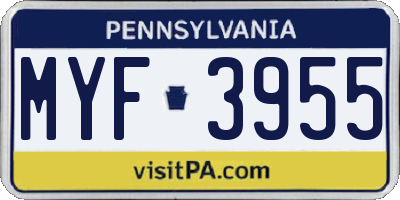 PA license plate MYF3955