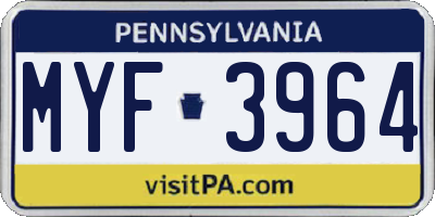 PA license plate MYF3964