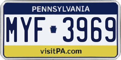 PA license plate MYF3969