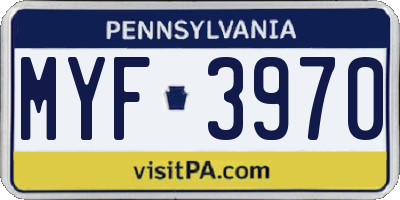 PA license plate MYF3970