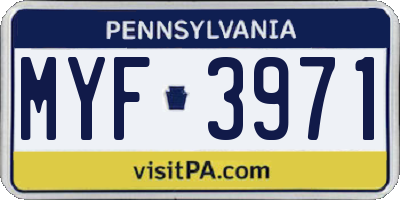 PA license plate MYF3971