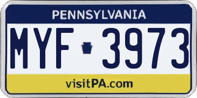 PA license plate MYF3973
