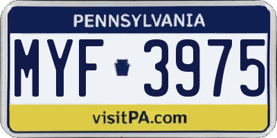 PA license plate MYF3975