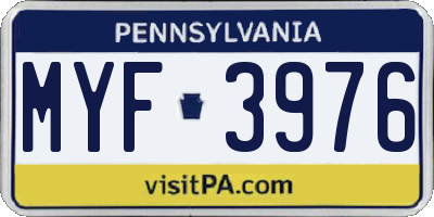 PA license plate MYF3976